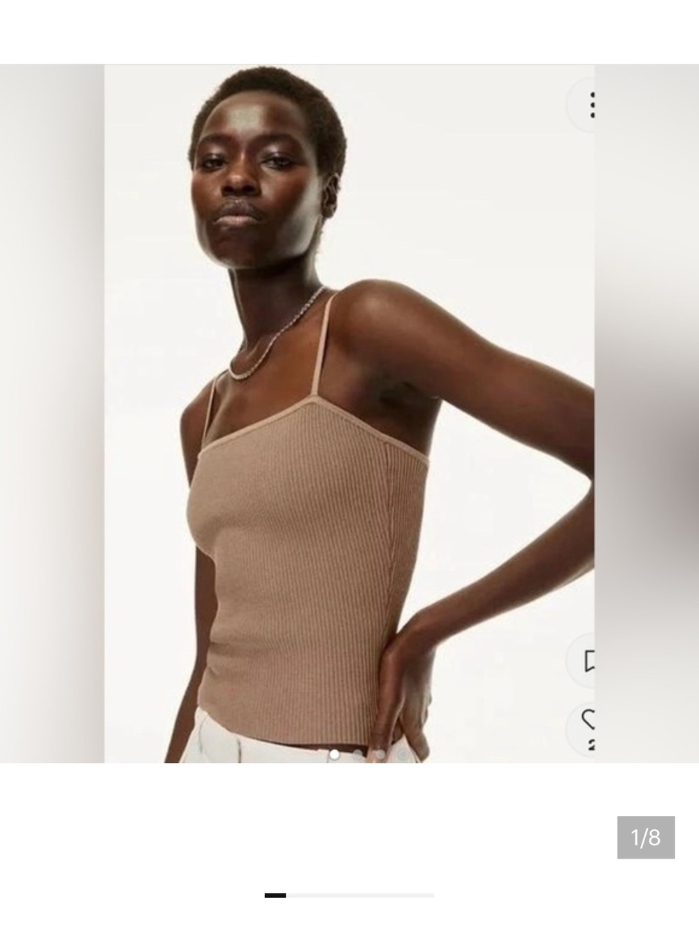 Brown Ribbed Spaghetti Strap Tank Top - Women